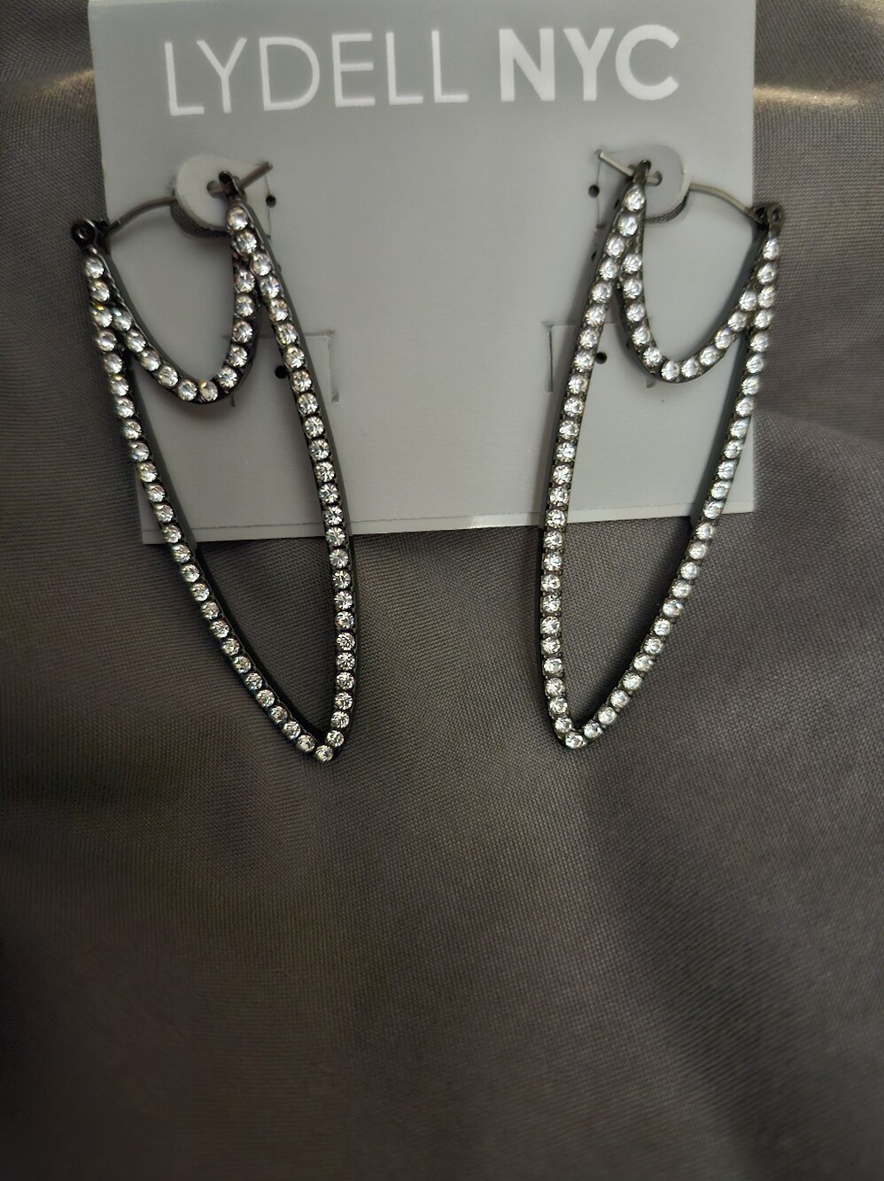 Crystal Double-Teardrop Hoop Earrings